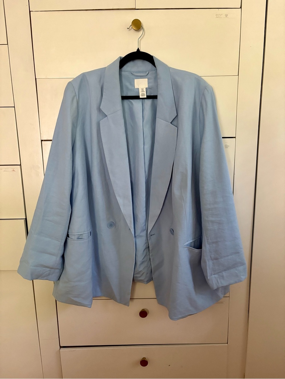 H&M Light Blue Double-Breasted Relaxed Blazer